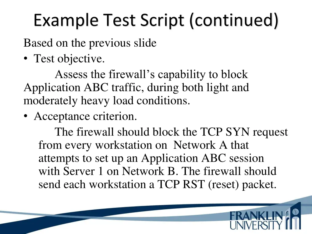 example test script continued based