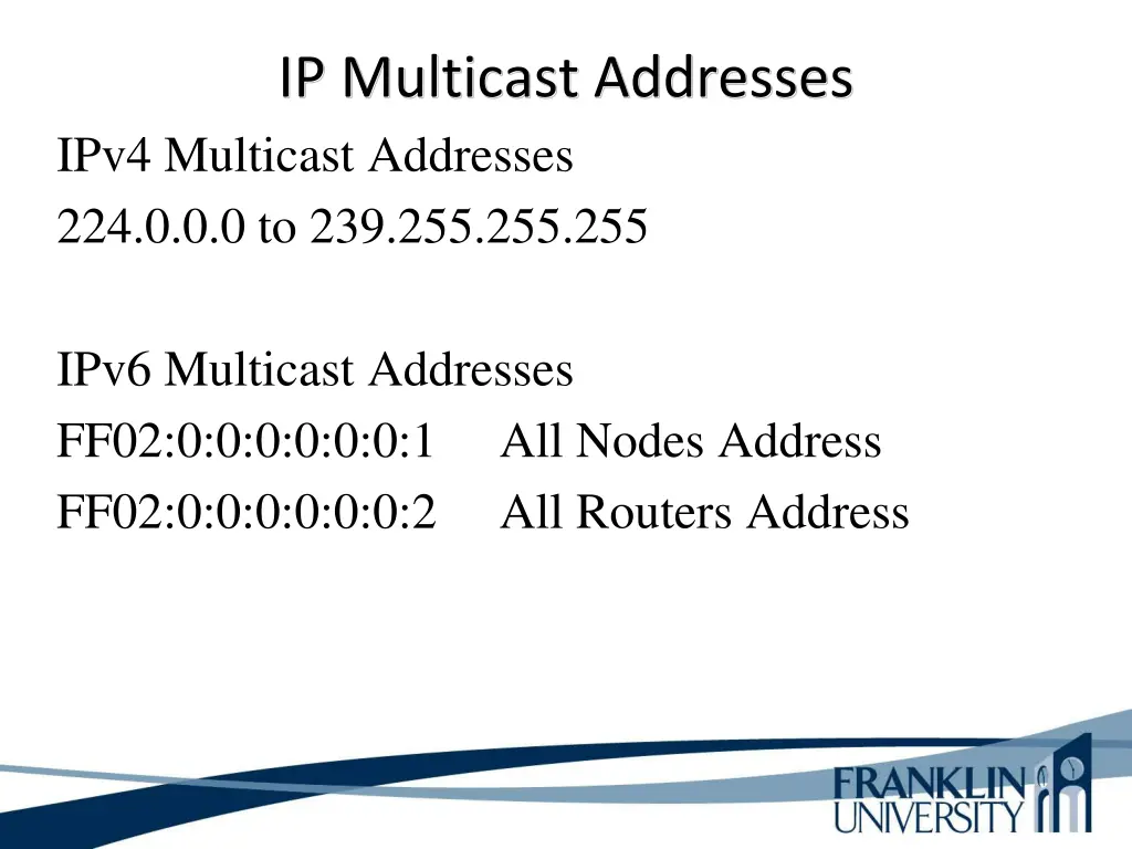 ip multicast addresses ipv4 multicast addresses