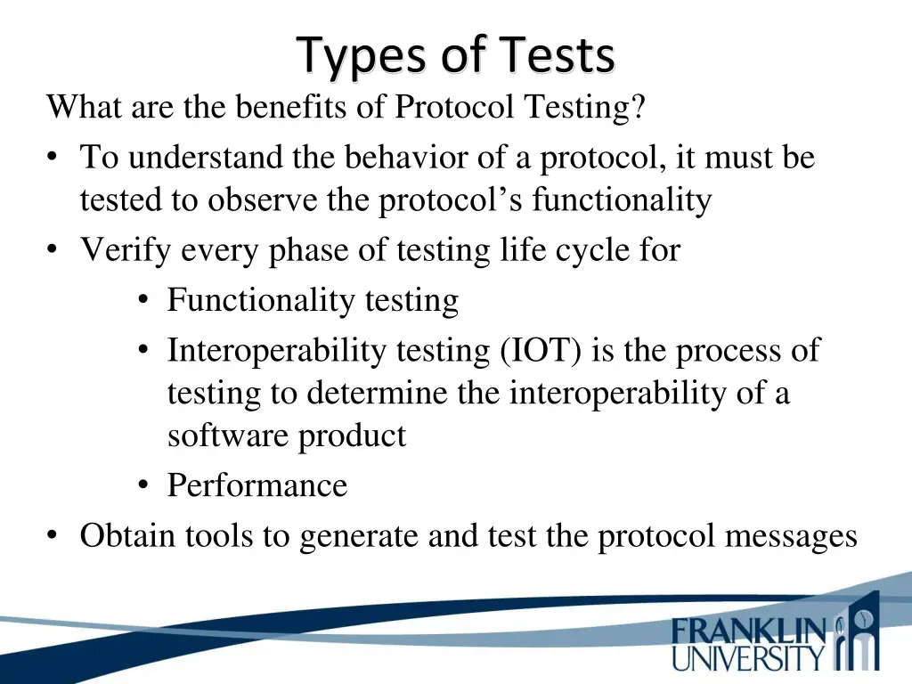 types of tests 1