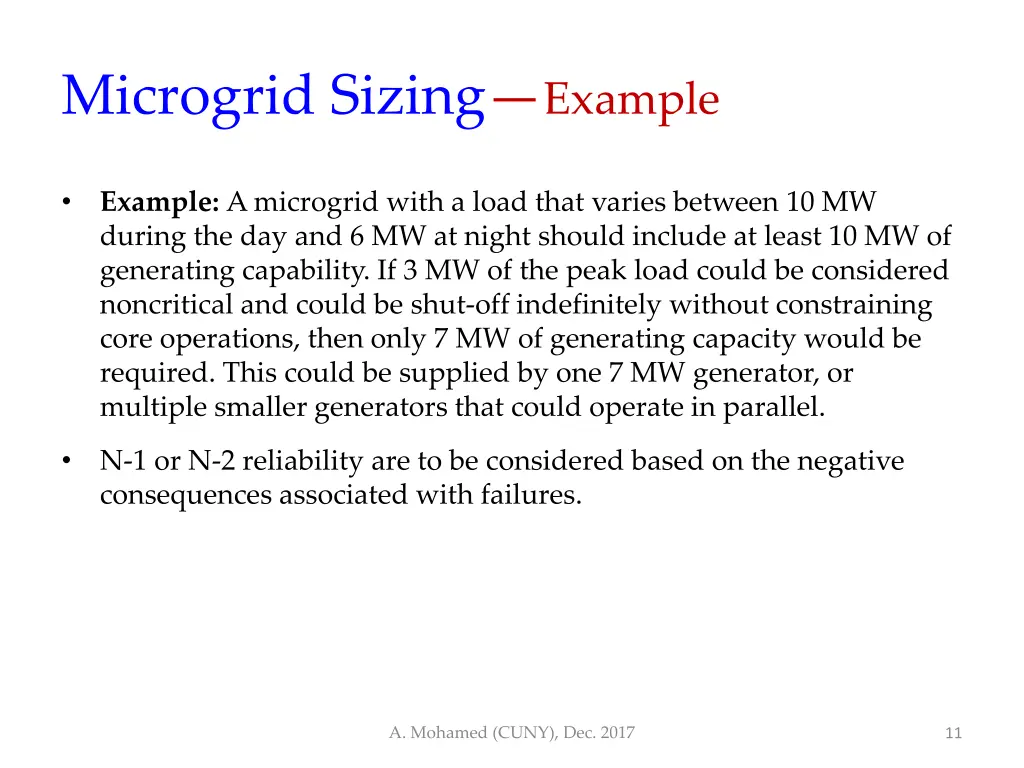 microgrid sizing example