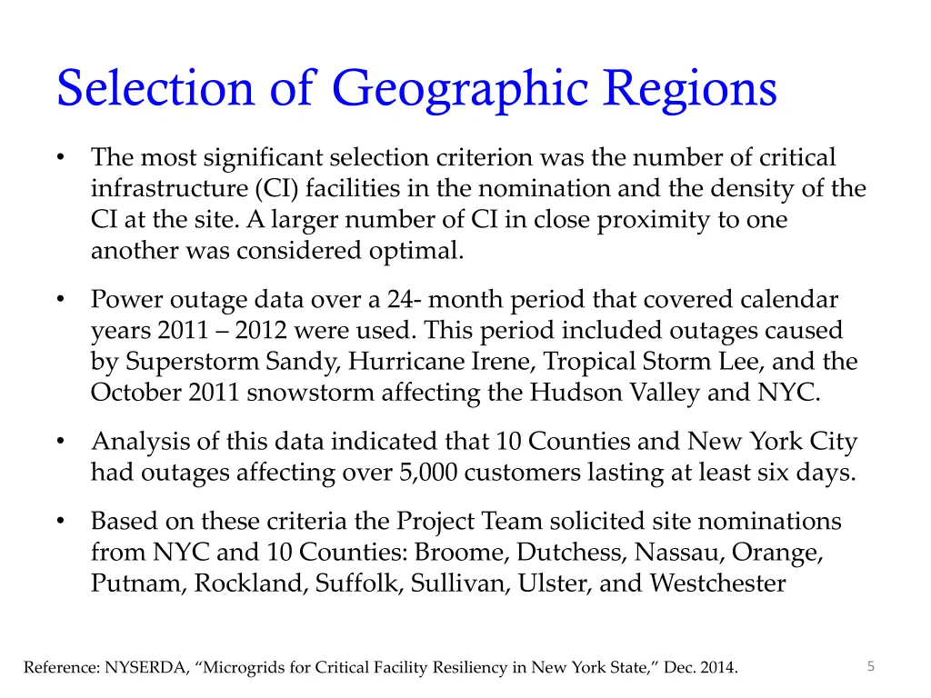 selection of geographic regions