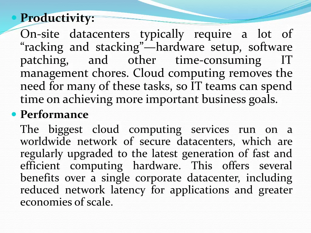 productivity on site datacenters typically
