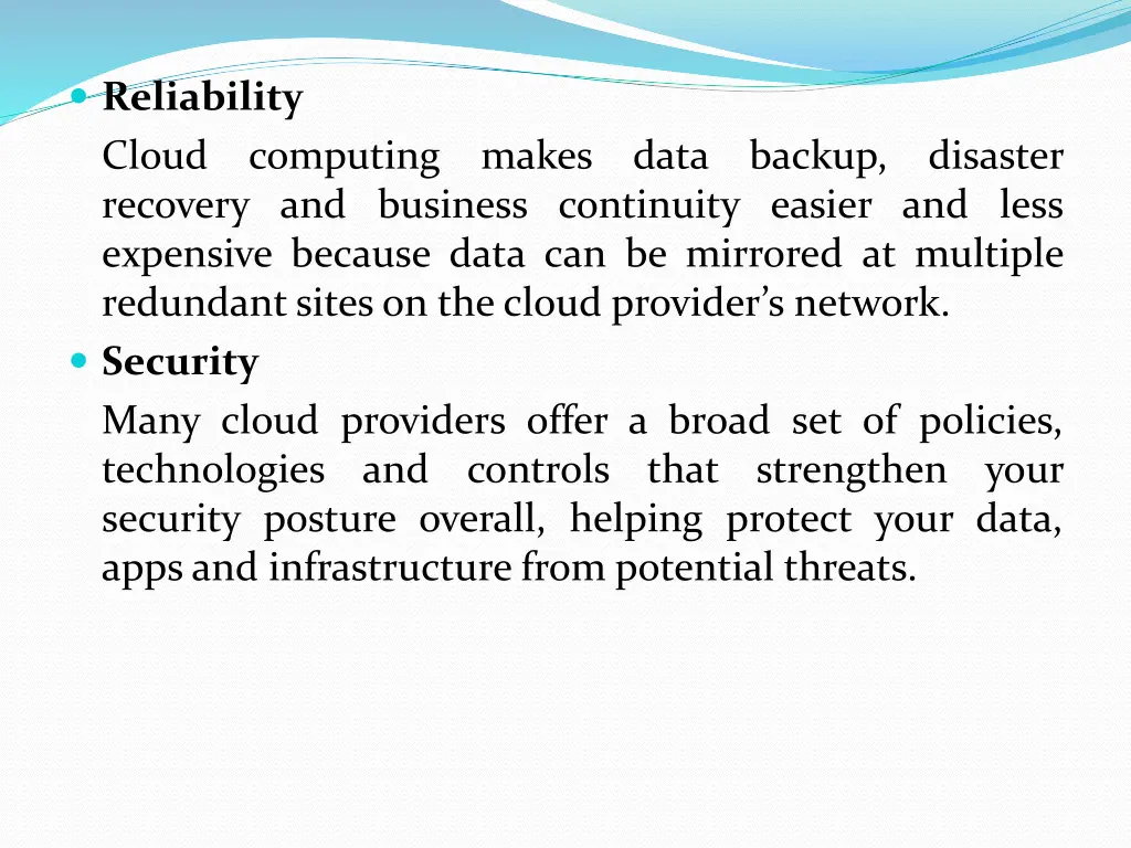 reliability cloud recovery and business