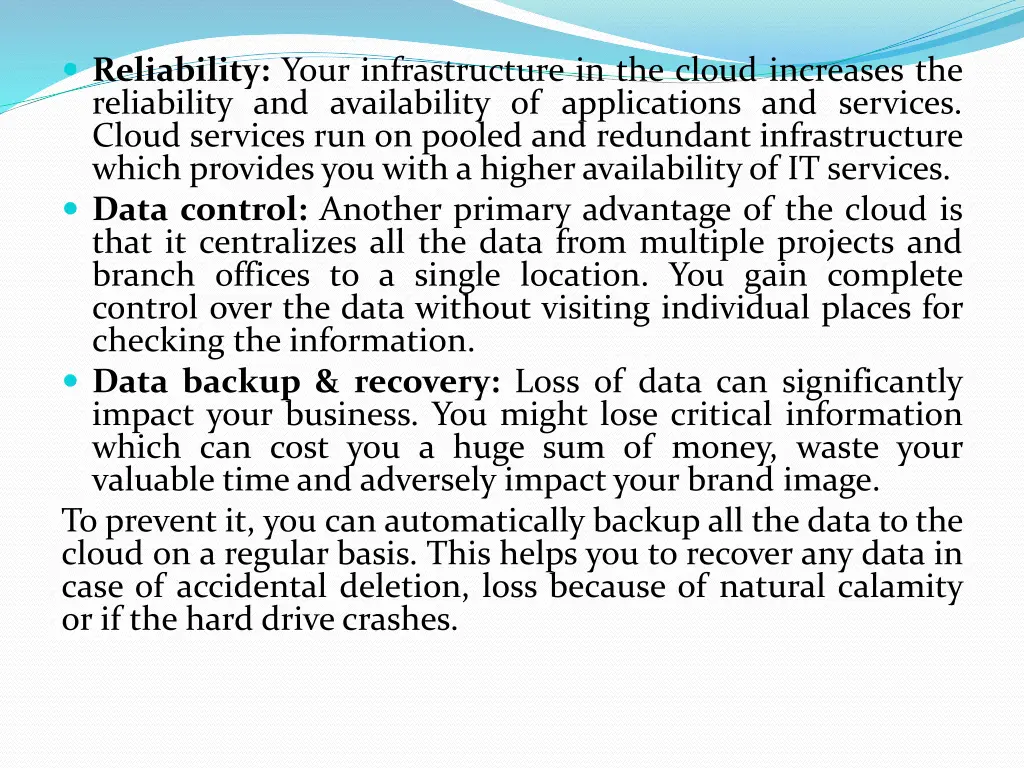 reliability your infrastructure in the cloud