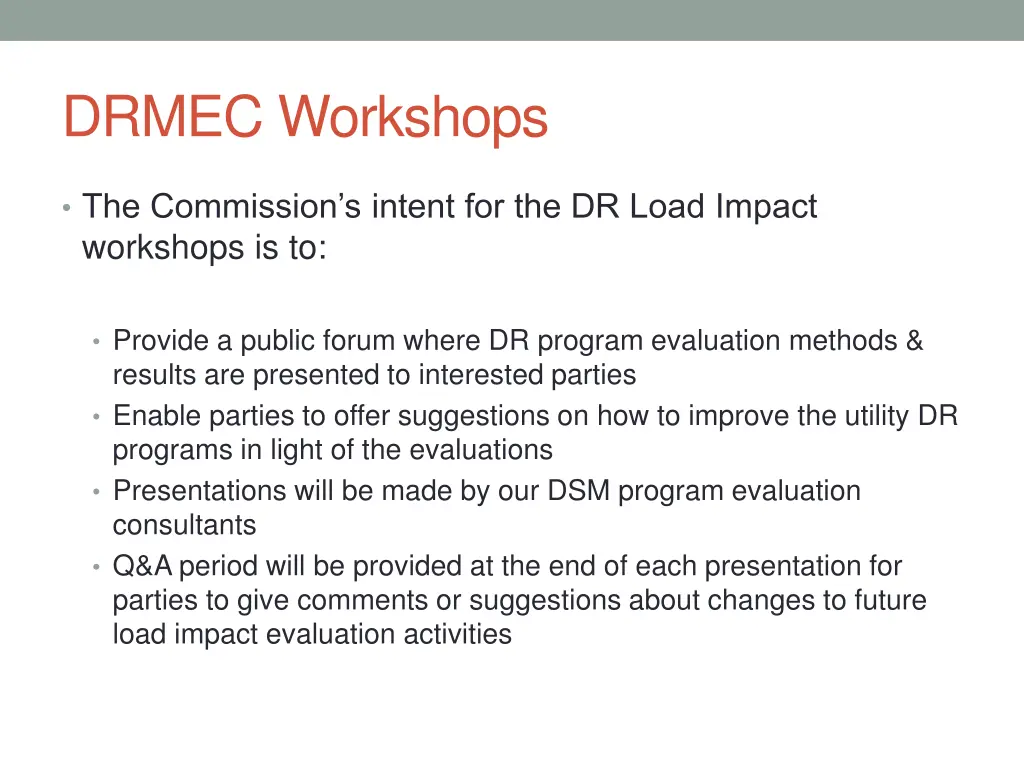 drmec workshops