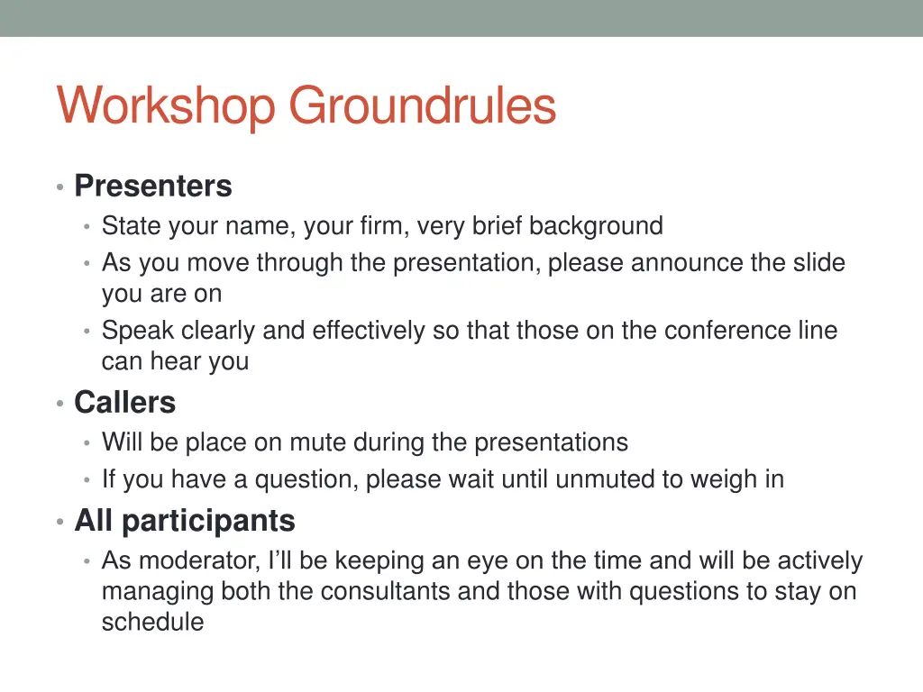 workshop groundrules