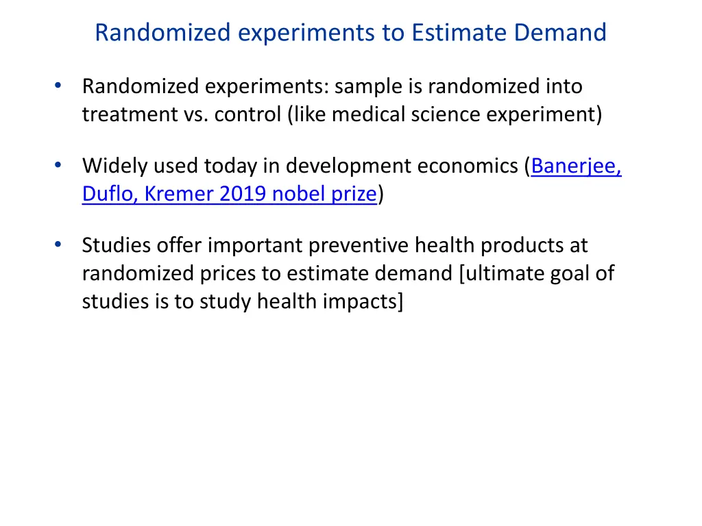 randomized experiments to estimate demand