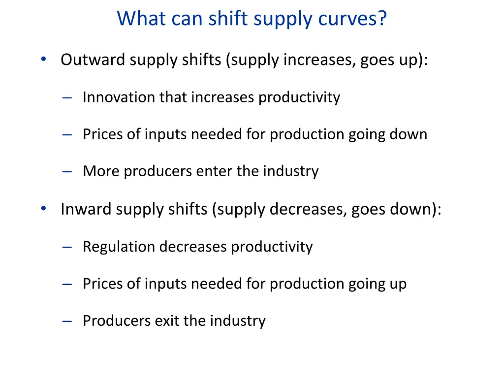 what can shift supply curves