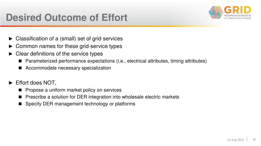 desired outcome of effort