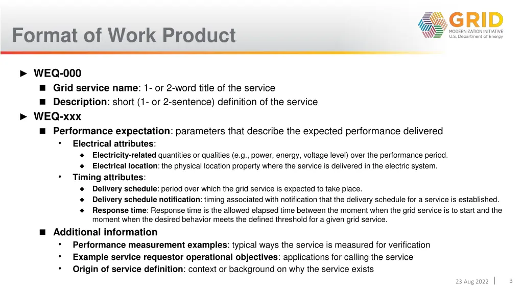 format of work product