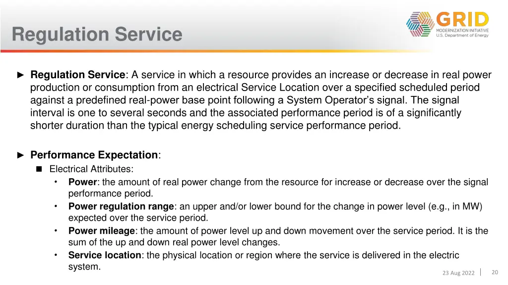 regulation service 1