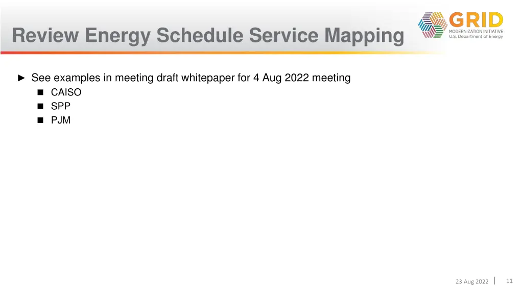 review energy schedule service mapping