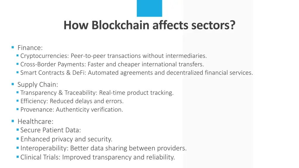 how blockchain affects sectors