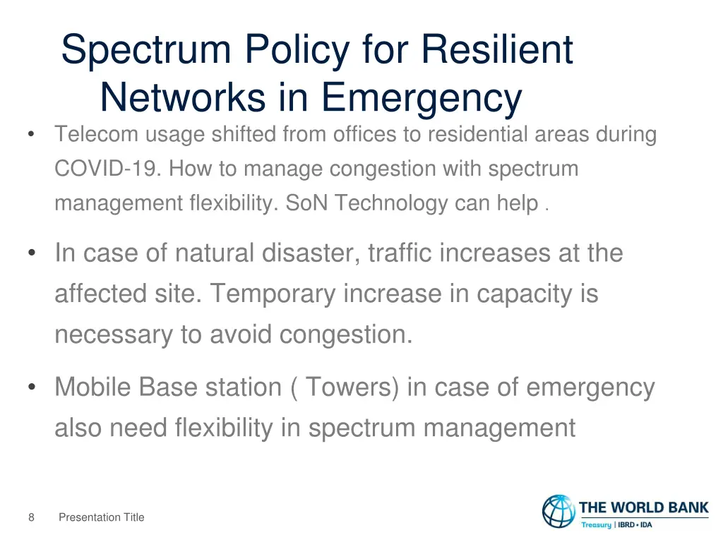 spectrum policy for resilient networks