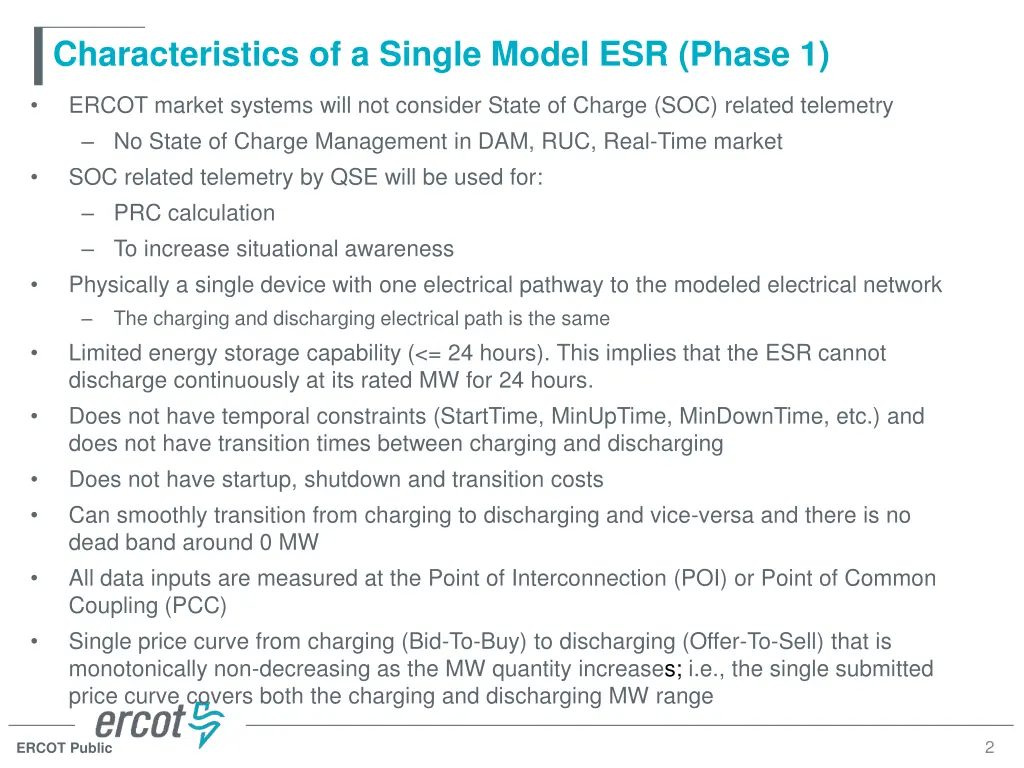 characteristics of a single model esr phase 1