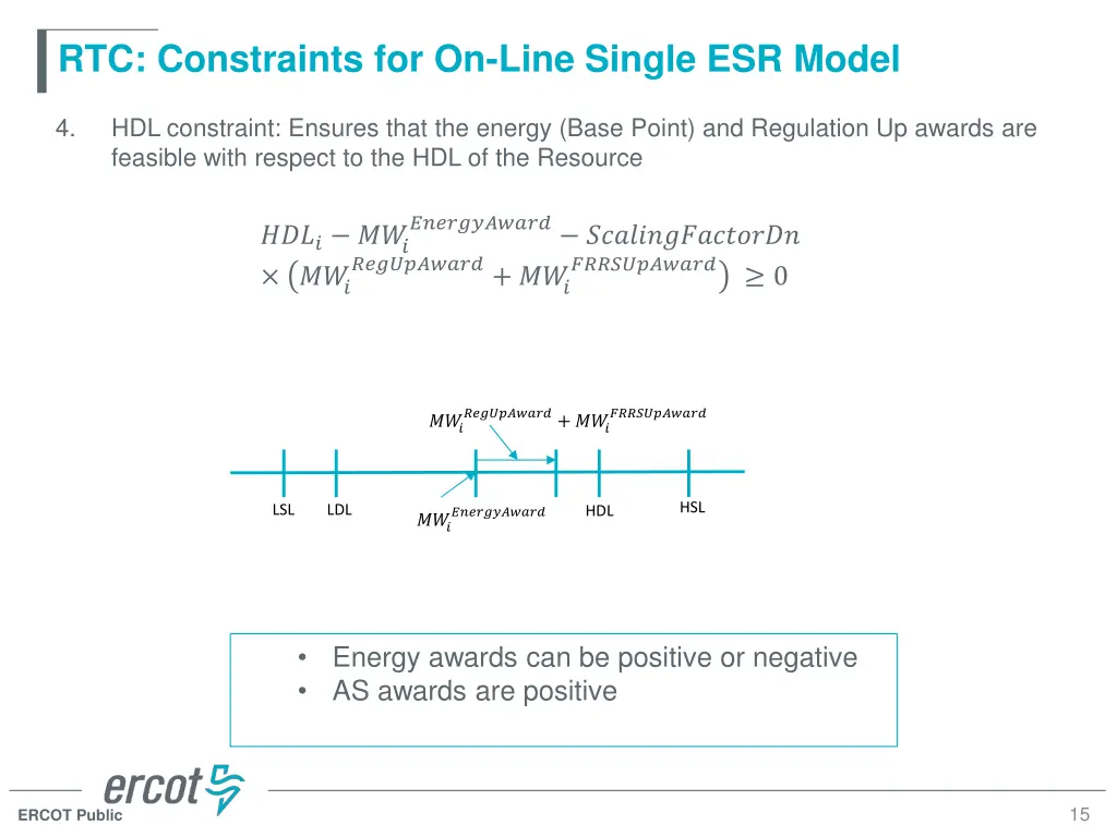 rtc constraints for on line single esr model 2