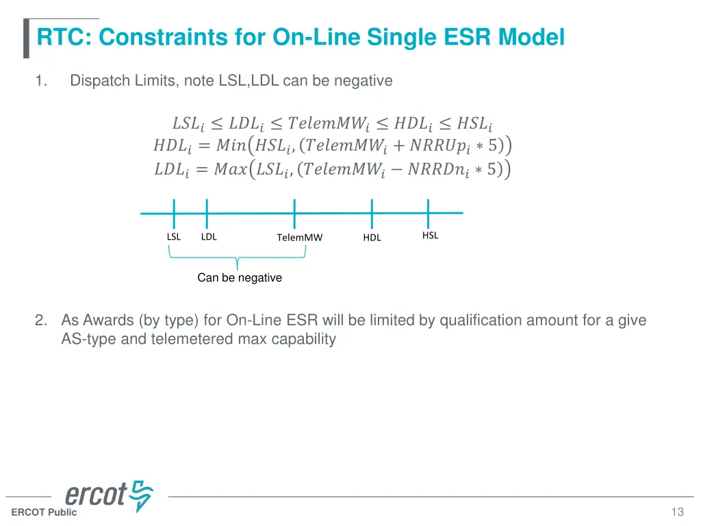 rtc constraints for on line single esr model