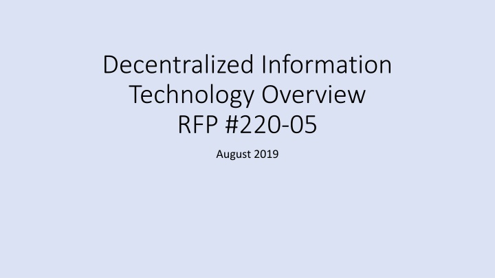 decentralized information technology overview