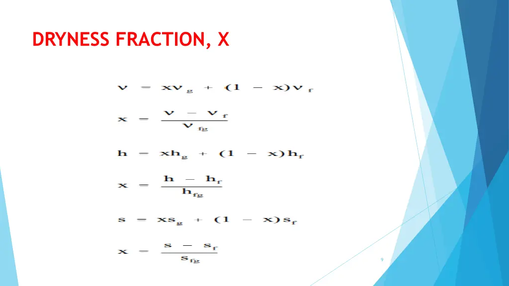 dryness fraction x