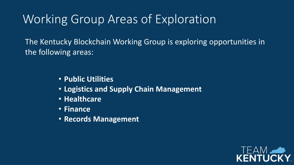 working group areas of exploration