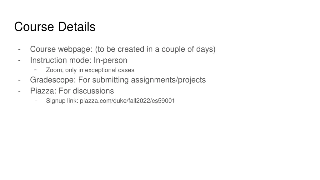 course details