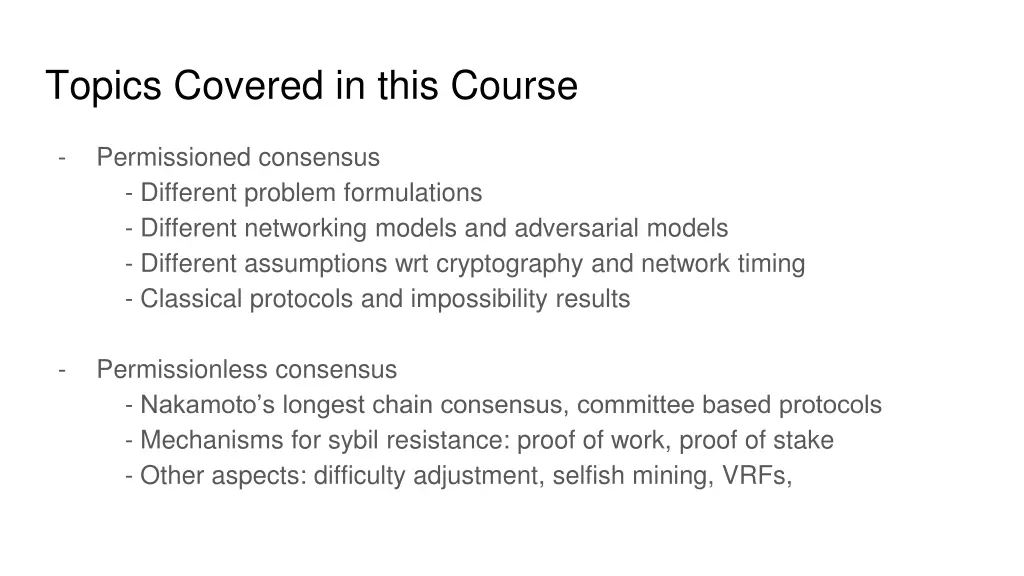 topics covered in this course