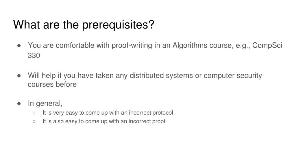 what are the prerequisites