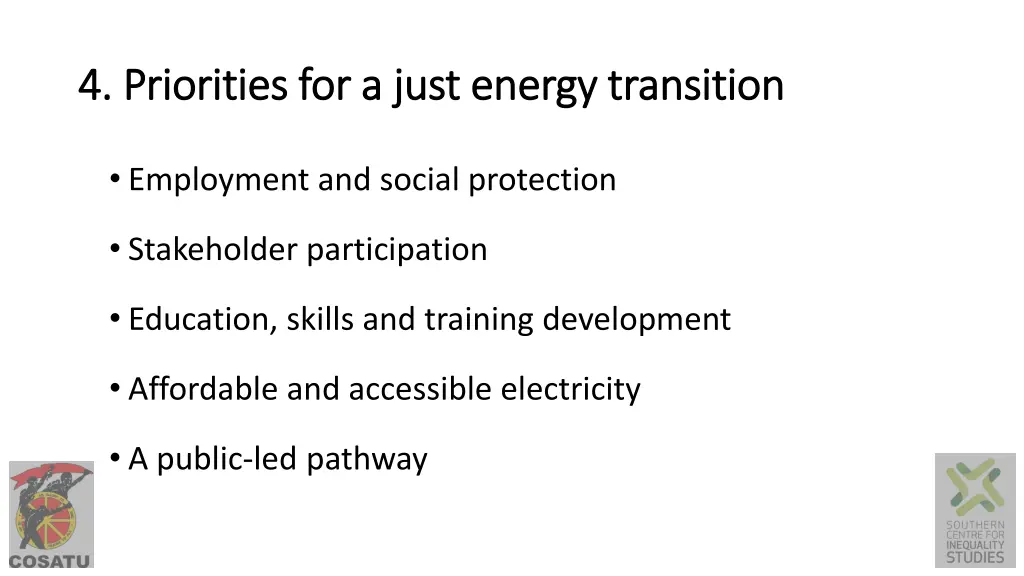 4 priorities for a just energy transition