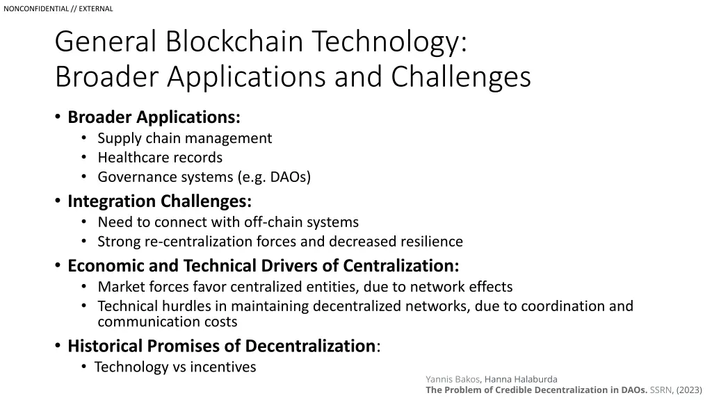 nonconfidential external general blockchain