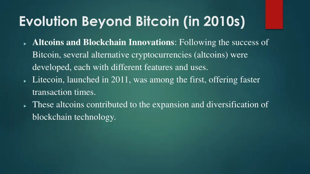 evolution beyond bitcoin in 2010s