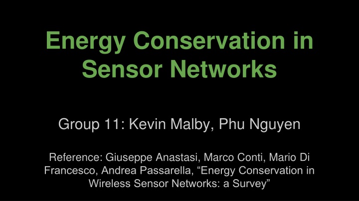 energy conservation in sensor networks