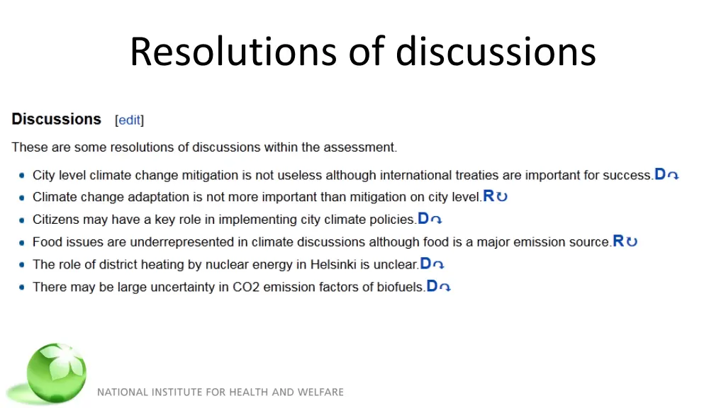 resolutions of discussions