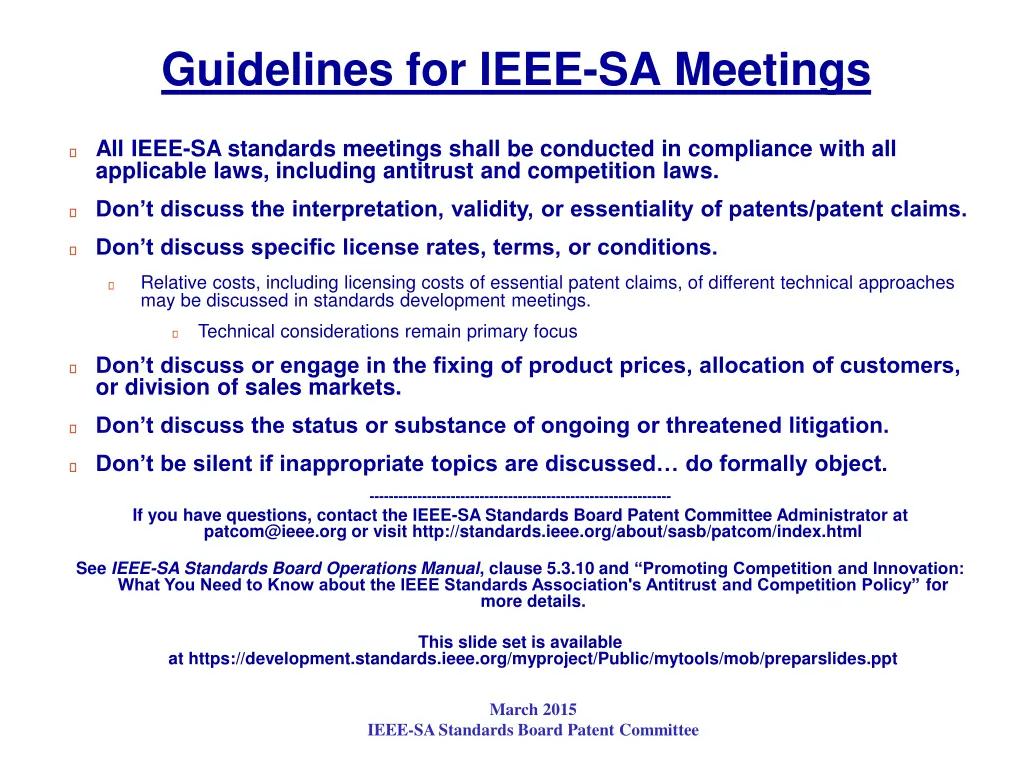 guidelines for ieee sa meetings