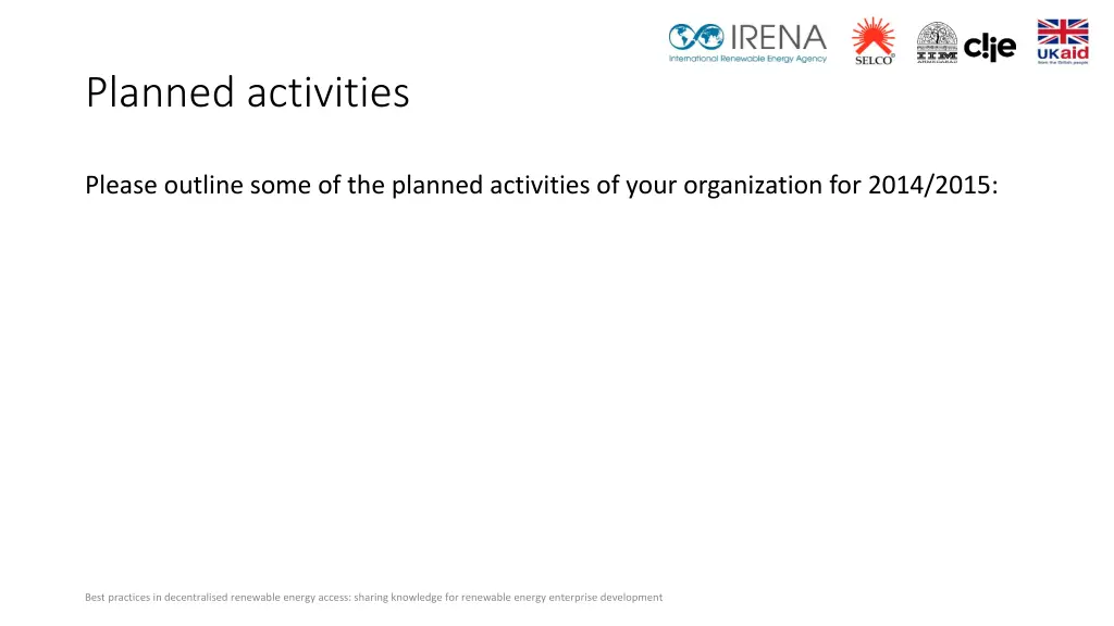 planned activities