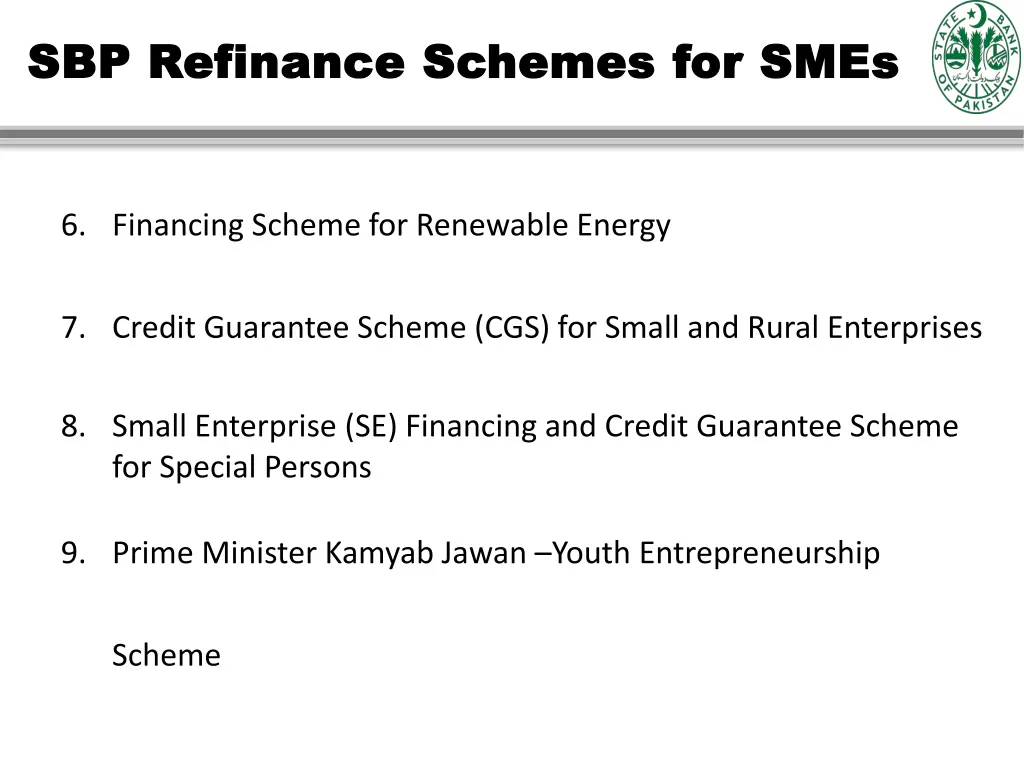 sbp refinance schemes for smes sbp refinance 1