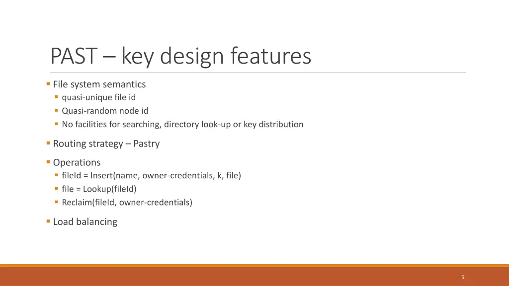 past key design features