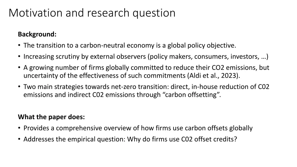 motivation and research question