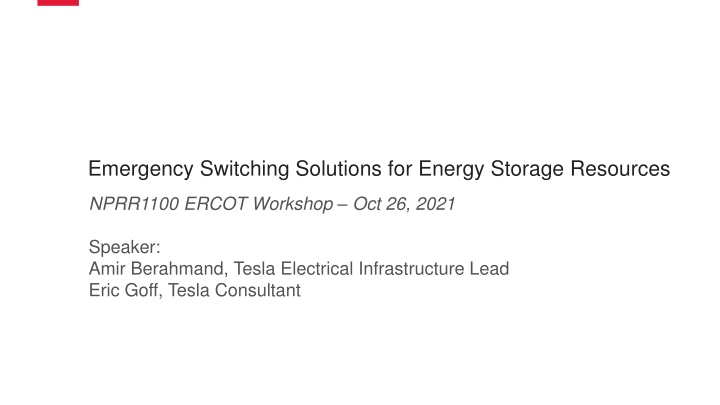 emergency switching solutions for energy storage