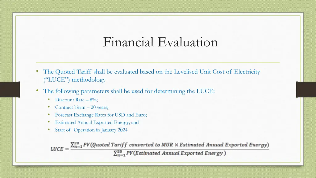 financial evaluation