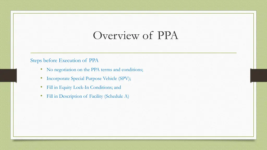 overview of ppa