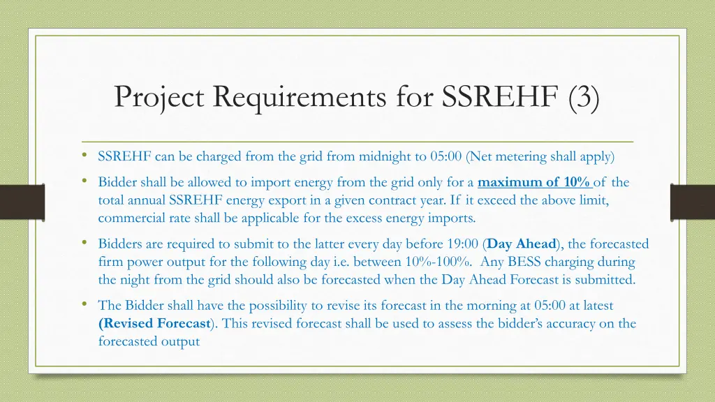 project requirements for ssrehf 3
