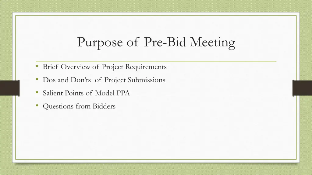 purpose of pre bid meeting