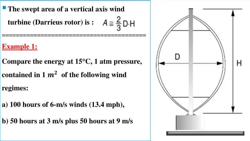 the swept area of a vertical axis wind