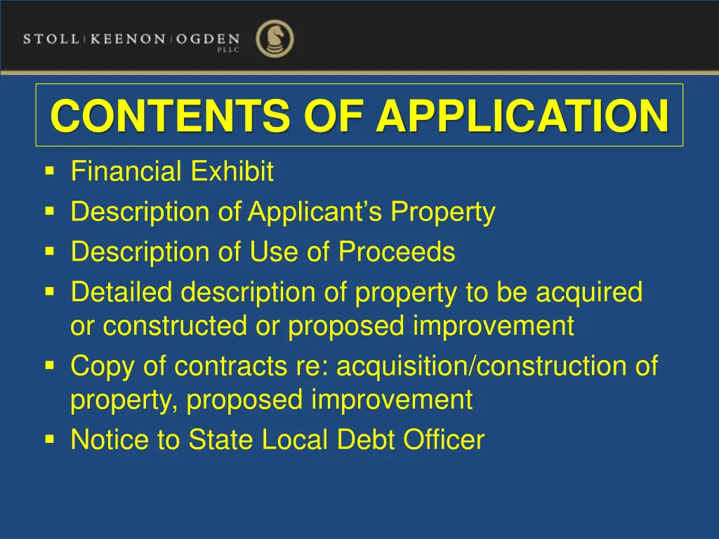 contents of application financial exhibit
