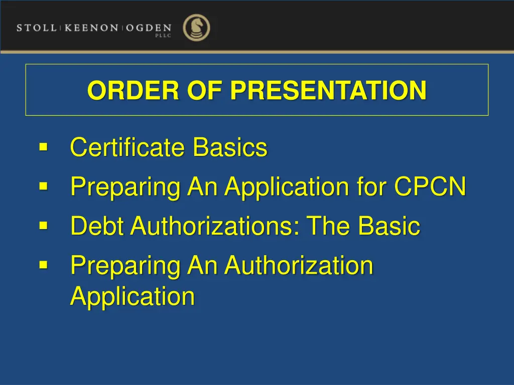 order of presentation