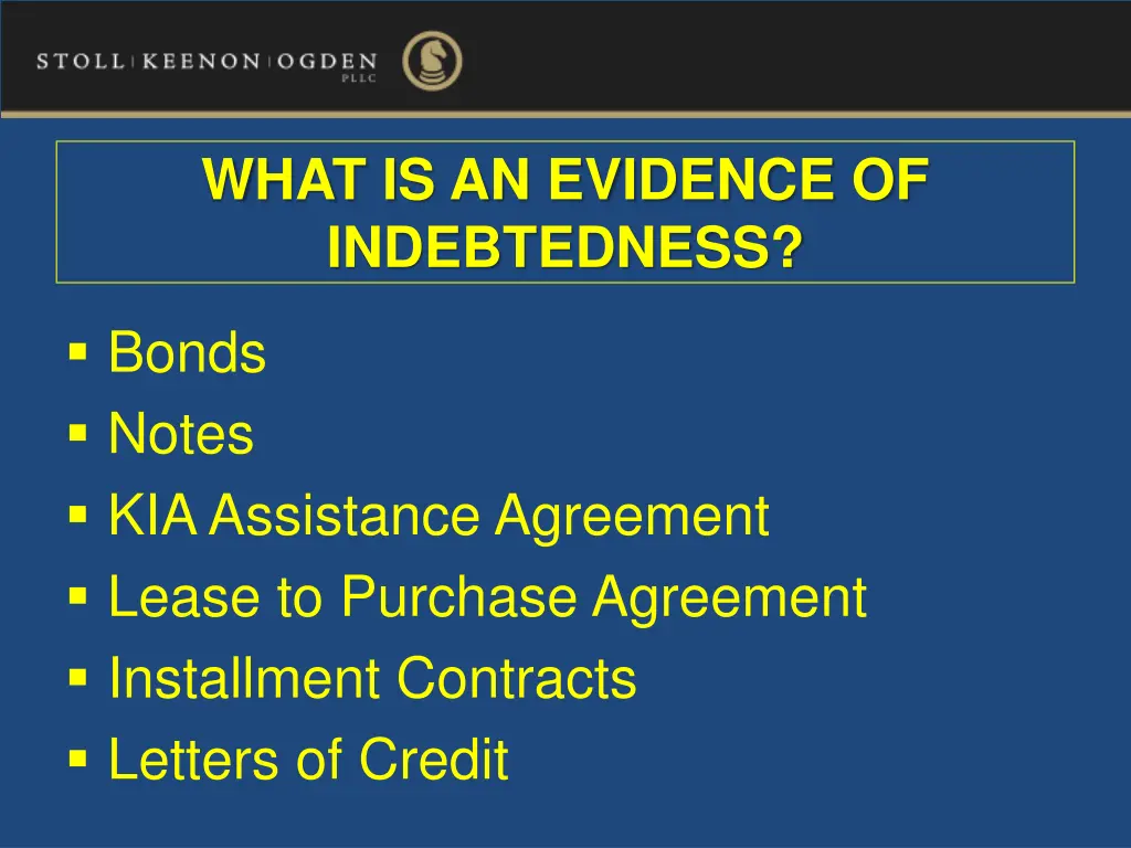 what is an evidence of indebtedness
