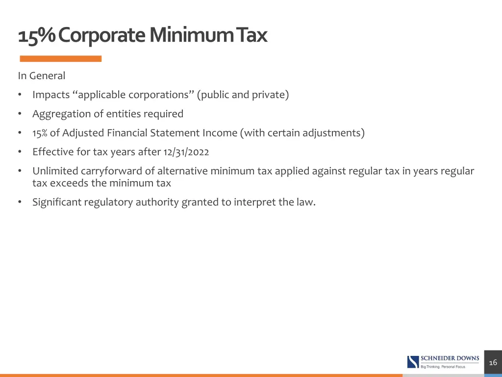 15 corporate minimum tax