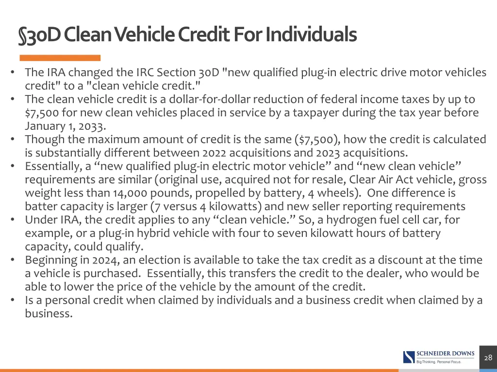 30d clean vehicle credit for individuals