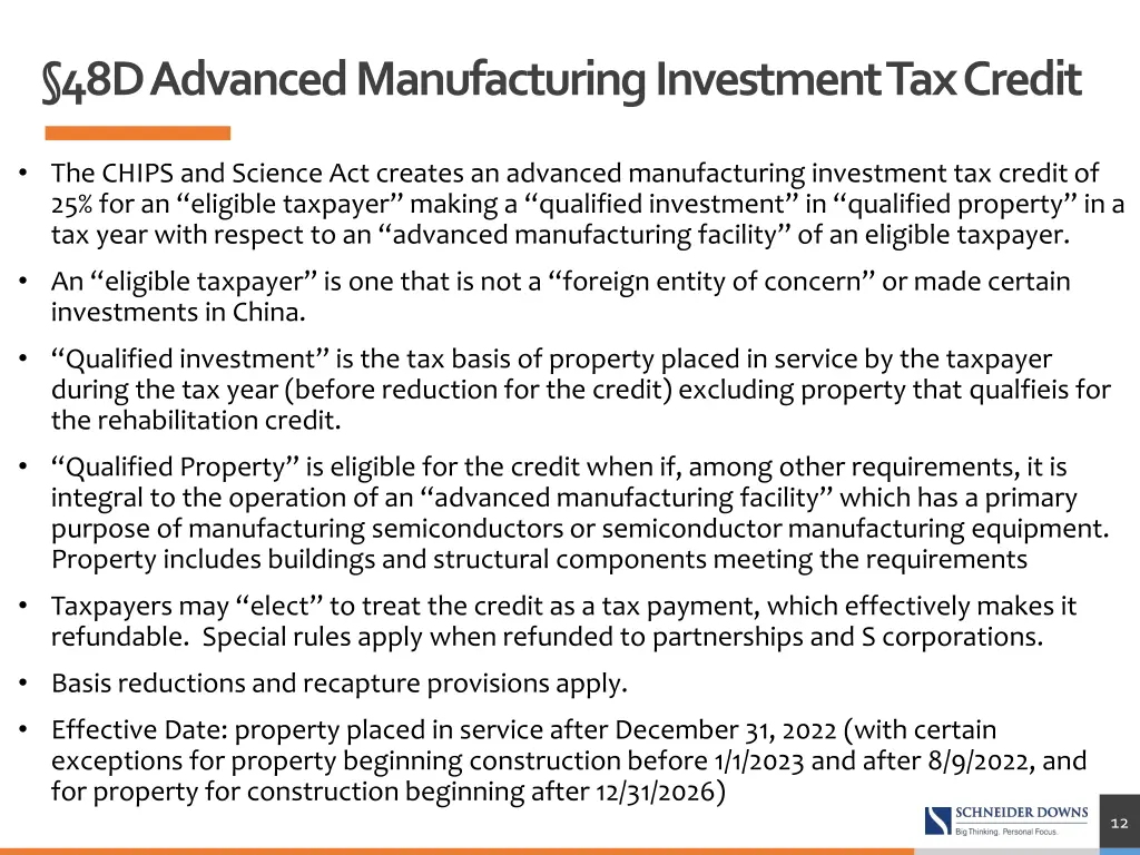 48d advanced manufacturing investment tax credit