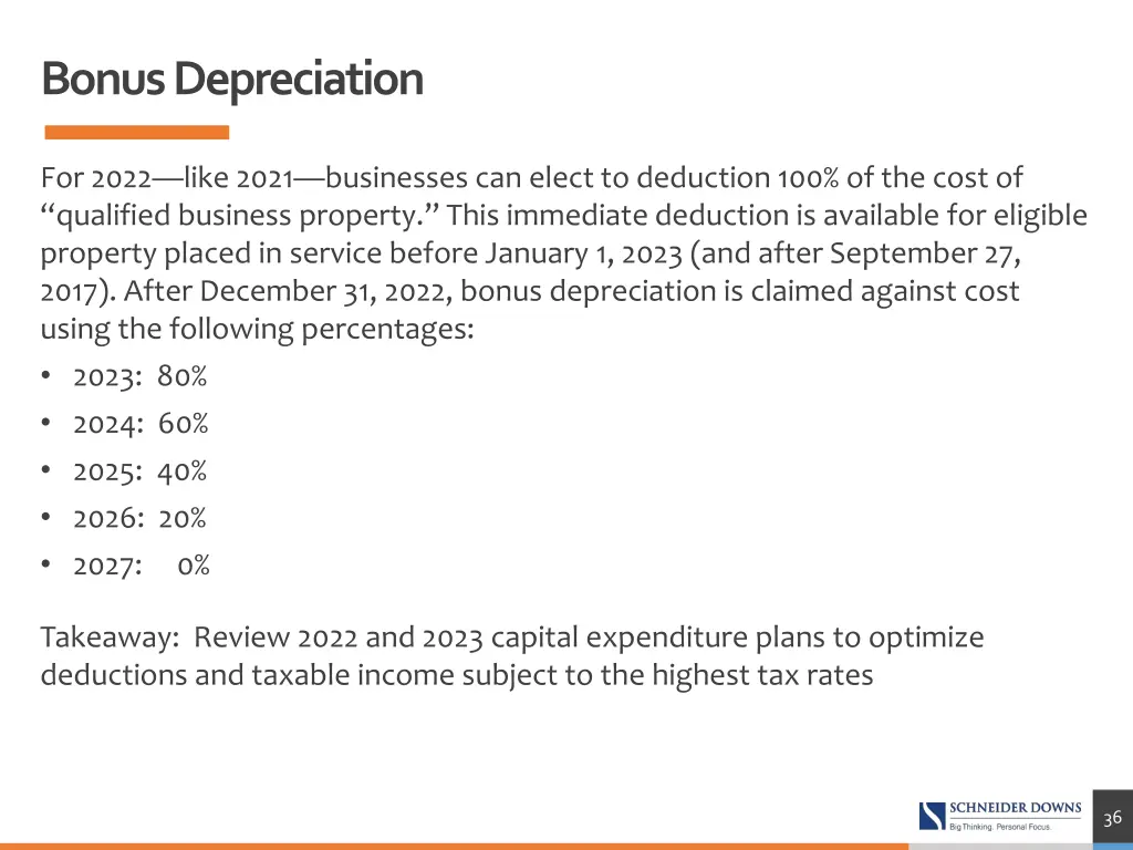 bonus depreciation